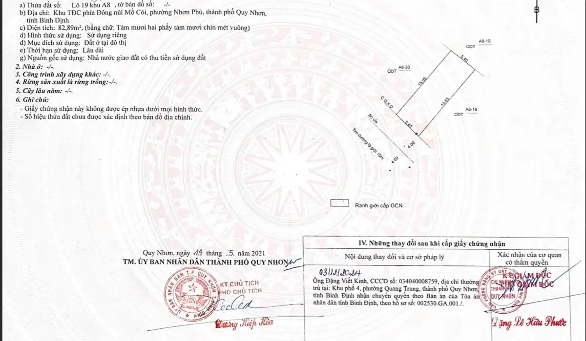 BÁN LÔ ĐẤT NÚI MỒ CÔI, NHƠN PHÚ THÀNH PHỐ QUY NHƠN